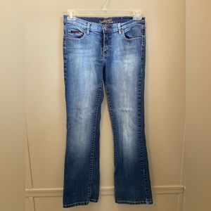 Southpole Women’s Juniors Faded Blue Jeans Denim Embroidery Size 9 Stretch